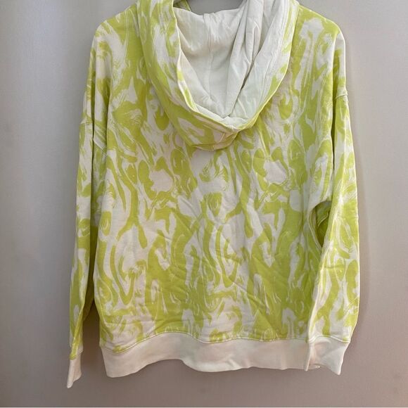 BP Hoodie Sweatshirt Cream Green Brush Stroke Marble Casual Oversized - Picture 4 of 10